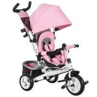 Qaba 6 in 1 Tricycle for Toddler 1-5 Years with Parent-Push Handle, Pink(m-9)