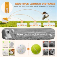 PawHut Automatic Dog Ball Launcher with 5 ETPU Balls 2.3", 3 Distance Settings 20ft, 33ft, 46ft, Orange(m-5)