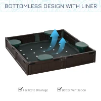 Outsunny Kids Outdoor Sandbox with Cover Garden Bed, Easy Assembly for Backyard, Brown, 48.5" x 48.5" x 8.25"(m-6)