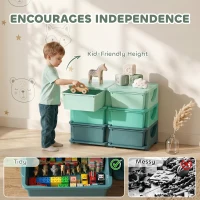 Qaba 3 Tier Kids Storage Organizer with 6 Drawers for Bedroom, Nursery, Kindergarten, Living Room, Boys and Girls, Green(m-5)