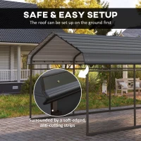Outsunny 12' x 20' Metal Carport, Heavy Duty Garage Car Canopy with Galvanized Metal Roof and Removable Sidewalls, Dark Gray(m-8)