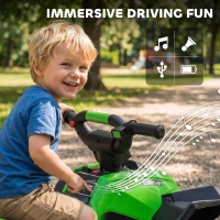 Aosom Kids ATV 4 Wheeler, 12V Kids Ride On Toy with Dual Motors, High & Low Speed, Music, Headlights, Up to 3.7 MPH, Green(m-6)