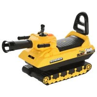 HOMCOM NO Power 3 in 1 Ride-on Construction Tank with Shooting Gun, Sliding Puch Car and Toddler Walking Car with Storage Seat(m-1)