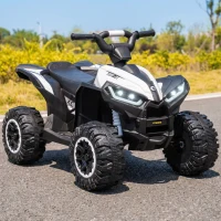 Aosom Kids ATV 4 Wheeler, 12V Kids Ride On Toy with Dual Motors, High & Low Speed, Music, Headlights, Up to 3.7 MPH, White(m-9)