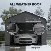 Outsunny 12' x 20' Metal Carport, Heavy Duty Garage Car Canopy with Galvanized Metal Roof and Removable Sidewalls, Dark Gray(m-4)