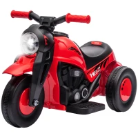 Qaba Ride On Motorcycle, 6V Ride on Bubble Car, 3 Wheeled Electric Motorcycle for Kids w/ LED Headlight, Music, Red(m-1)