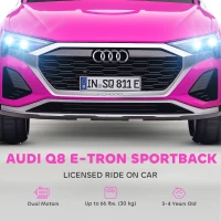 Qaba Audi Q8 e-tron Sportback Licensed 12V Battery Powered Kids Electric Car w/ Spring Suspension, Soft Start, Pink(m-4)