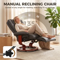 HOMCOM Modern RV Recliner Chair, PU Leather Swivel Recliner Armchair with Footrest for Living Room, Brown(m-4)