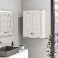 HOMCOM Modern Medicine Cabinet Wall Mounted, Bathroom Wall Cabinet with 2 Doors and Adjustable Shelf, White(m-8)