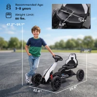 Aosom Kids Pedal Go Kart W/ Adjustable Seat, Swing Axle, White(m-3)