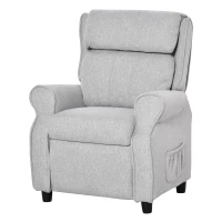 Qaba Kids Recliner Chair Children Sofa Angle Adjustable Single Lounger Armchair Gaming Chair with Footrest 2 Side Pockets for 3-5 Years, Light Grey(m-11)