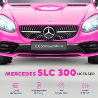 Aosom Mercedes SLC 300 Licensed 12V Ride On Car for Kids with Remote Control, 2 Speeds, Battery Powered Kids Electric Car with Music, Lights, Suspension for 3-6 Years Old, Pink(m-4)