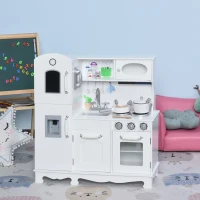 Qaba Large Kids Kitchen Playset With Telephone, Water Dispenser Simulation Cooking Set(m-8)