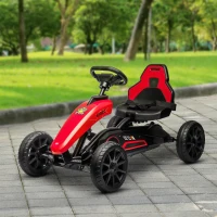 Aosom Kids Pedal Go Kart w/ Swing Axle, Shock-Absorbing Wheels, Red(m-10)