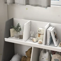 Qaba 2 Tier Kids Bookcase Toy Shelf with 5 Compartments, Anti-tip Device for Nursery, Playroom, Gray(m-8)