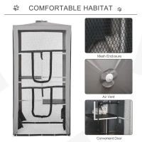 PawHut 79"H Catio Outdoor Cat Enclosure, Steel Frame Cat Cage with 3 Platforms, 2 Doors and 4 Sandbags for Stability(m-7)