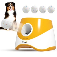 PawHut Automatic Dog Ball Launcher with 5 ETPU Balls 2.3", 3 Distance Settings 20ft, 33ft, 46ft, Orange(m-13)