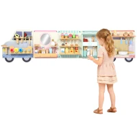 Qaba Wall Busy Board, 5 Activities Sensory Wall Toy for Playroom Nursery Classroom, for Kids 3+ Years(m-9)