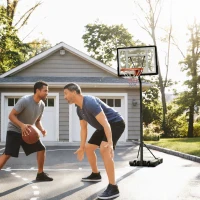 Soozier Portable Basketball Hoop System Stand with Backboard, Wheels, Height Adjustable 8FT-10FT for Outdoor Use, Black(m-2)