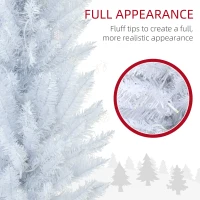 HOMCOM 5' Pre Lit Artificial Pencil Christmas Trees, Xmas Tree with Realistic Branches and Warm White LED Lights, White(m-6)