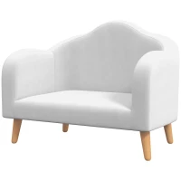 Qaba 2 Seater Kids Sofa with Soft Foam Padded, Anti-Tipping Design, White(m-11)