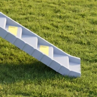 PawHut Dog Stairs for Car Truck SUV, Foldable Dog Ramp for Large Medium Small Dogs, Gray(m-9)