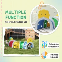 Qaba Kids Play Tunnel for Children 3-6 Years to Crawl and Climb, Lion Design(m-4)