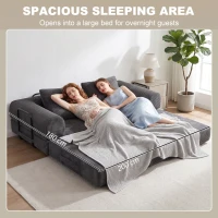 HOMCOM 5-in-1 Convertible Sofa Bed, L-Shaped Loveseat Reversible Sleeper Sofa with 2 Pillows, Dark Grey(m-5)