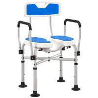 HOMCOM Upgraded Shower Chair Non-slip Bath Chair with U-shaped Shower Seat and Crossing Bars, Dark Blue(m-9)
