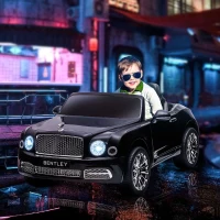 Aosom Bentley Mulsanne 12V Ride on Car, Battery Powered Car with Remote Control, Suspension, Startup Sound, LED Lights, MP3, Horn, Music, Forward and Backward, 2 Motors, Black(m-10)