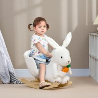 Qaba Baby Rocking Chair, Rabbit Shaped Plush Animal Rocker(m-2)
