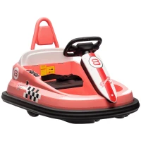 Aosom Kids Bumper Car, 6V 360° Rotation Electric Ride on Car, Twin Motors Battery Powered Toy with Music, Horn and Lights, Safety Belt, for Boys and Girls Aged 18-48 Months - Pink(m-2)