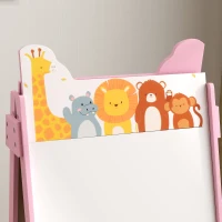 Qaba Doubel-Sided Easel for Kids w/ Whiteboard, Chalkboard, Storage Boxes, Blue(m-9)