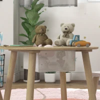 Qaba 3 Pieces Kids Table and Chair Set, Activity Table and Chair Set with Bear-Shaped Chairs, Mesh Bag(m-7)