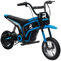 Aosom 24V 350W Electric Dirt Bike Up to 15 MPH w/ Twist Grip Throttle, Blue(m-11)