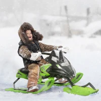 Soozier Kids Snow Racer Sleds with Padded Rubber Seat, Green(m-1)