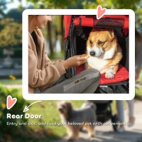 PawHut Pet Stroller for Small Dogs, 3 Rubber Wheels, One-click Easy Folding All-Terrain Dog Stroller, Adjustable Canopy, Zippered Mesh Window Door, Storage Basket, Red(m-7)