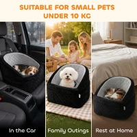 PawHut Dog Car Seat, Dog Booster Car Seat Washable with Adjustable Safety Leash, Storage Pockets for Small Under 10kg, Grey(m-7)
