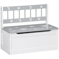 Qaba Kids Toy Box Storage Chest with Lid and Safety Hinge, Kids Storage Bench Seat with Backrest for Toddler, Grey(m-9)