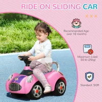 Qaba Baby Push Car with Music, Horn, Light, Pink(m-4)