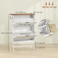 HOMCOM Narrow Shoe Storage Cabinet with 2 Flip Drawers, Slim Shoe Cabinet for 15-20 Pairs, White Wood Grain(m-3)