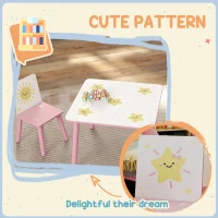 Qaba 3-Piece Kids Table and Chair Set with Star Pattern for Boys and Girls Aged 3-8, Bedroom, Nursery, Playroom, Pink(m-5)