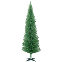 HOMCOM 7ft Unlit Pencil Artificial Christmas Tree with Realistic Branches and 499 Tips, Plastic Base, Light Green(m-1)