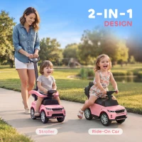 Qaba Land Rover Discovery Licensed 2-in-1 Ride On Push Car with Removable Parent Handle, Under-Seat Storage, Pink(m-4)
