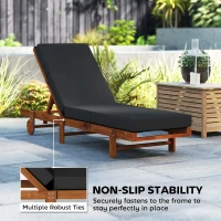 Outsunny Set of 2 Chaise Lounge Cushion, 4" Thick Outdoor Lounge Chair Cushions with Ties for Patio, 21" x 72", Gray(m-6)