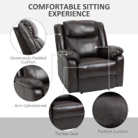 HOMCOM PU Leather Manual Recliner with Thick Padded Upholstered Cushion and Retractable Footrest, Brown(m-5)