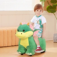 Qaba Battery Powered Ride on Toy, 6V Ride on Horse with Music Forward, PU Wheels, for 18-36 Months, Green(m-2)