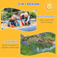 Outsunny Kids Sandbox with Cover, Seat, Sandbox Outdoor for Backyard, Light Blue(m-7)