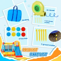 Outsunny Bounce Castle Inflatable Trampoline Slide Pool Rocket Design 11.14' x 9.18' x 6.06'(m-5)