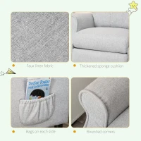 Qaba Kids Recliner Chair Children Sofa Angle Adjustable Single Lounger Armchair Gaming Chair with Footrest 2 Side Pockets for 3-5 Years, Light Grey(m-6)